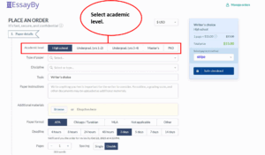 select  your academic level